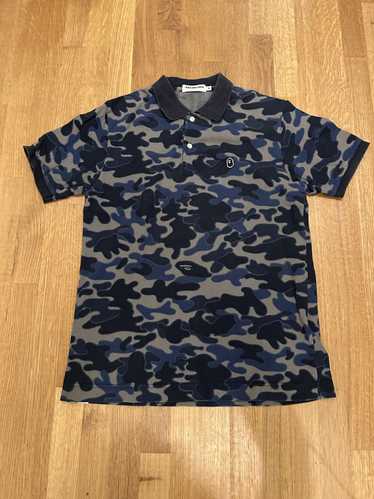 Bape Bape Puzzle Camo Polo Blue