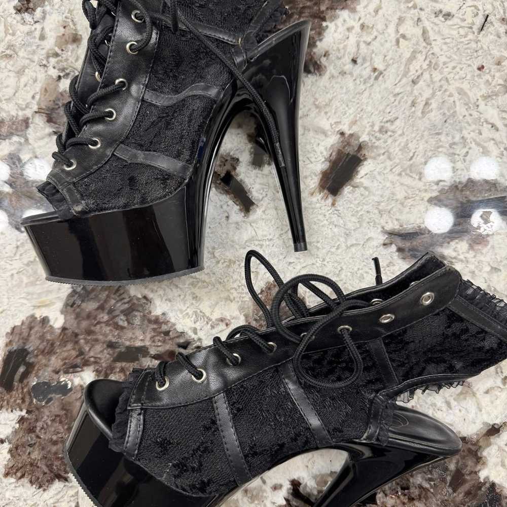 Pleaser black lace heels - image 1