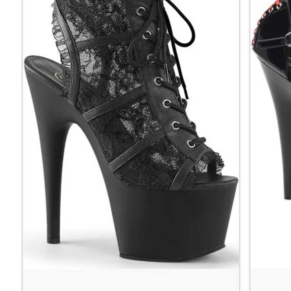 Pleaser black lace heels - image 2