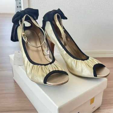 Pumps Party Open Toe Ribbon Gold - image 1