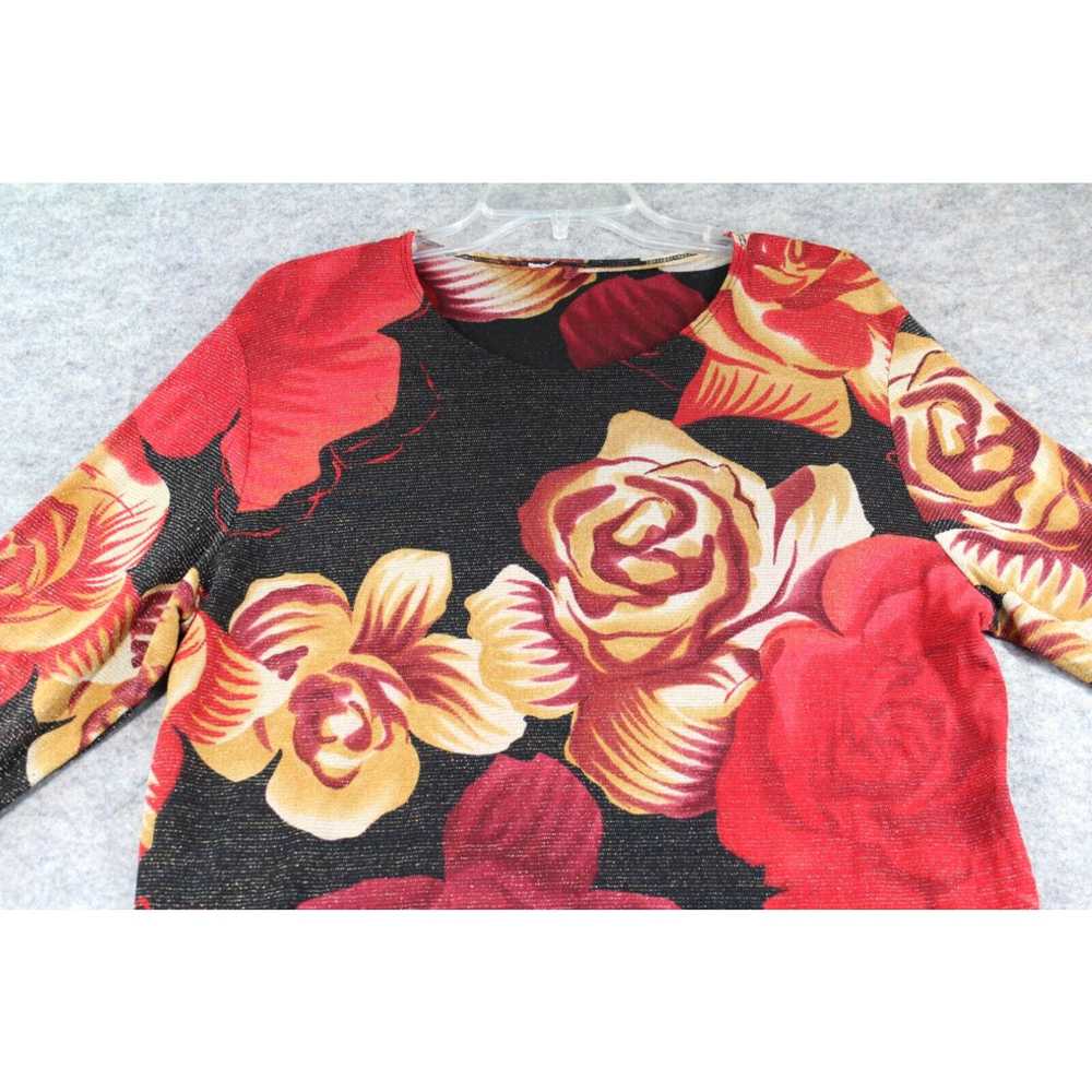 Vintage Floral Metallic Long Sleeve Shirt Approx … - image 2