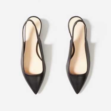 Everlane Black Leather "The Editor" Slingback Flat