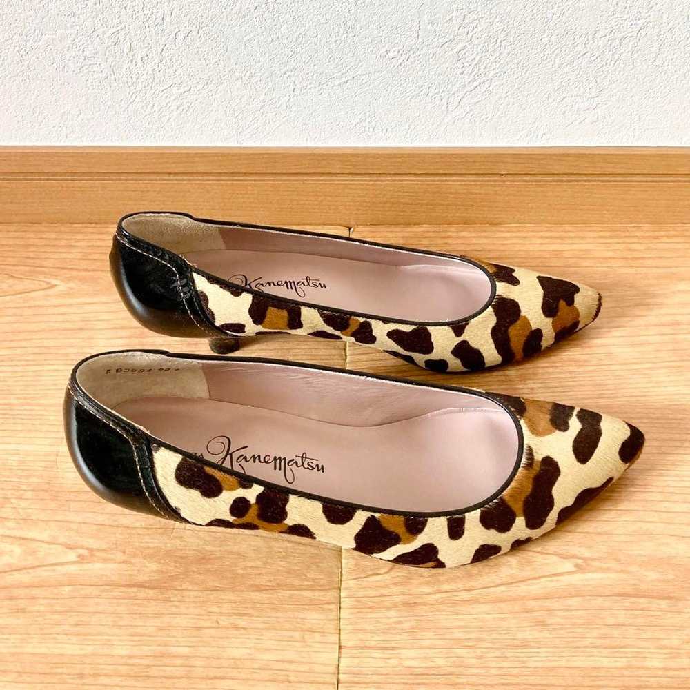 Ginza Kanematsu Leopard Hairon × Patent Low Heel … - image 3