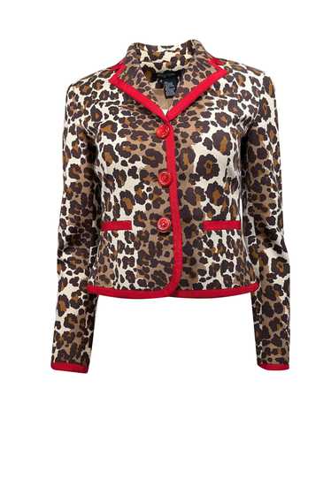 Etcetera - Tan Leopard Print Blazer w/ Red Trim De