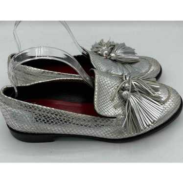 Frances Valentine Greta Silver Tassle Loafers Siz… - image 1