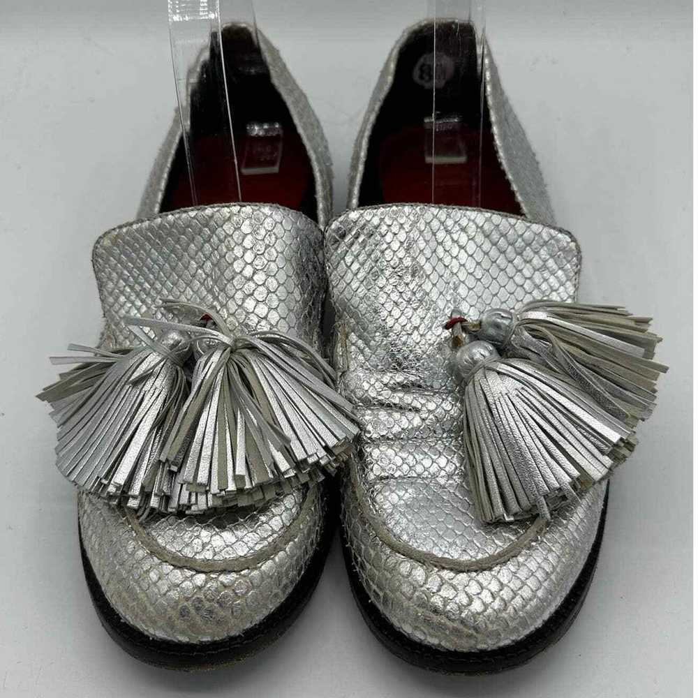 Frances Valentine Greta Silver Tassle Loafers Siz… - image 2