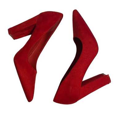 Azalea Wang Red Suede Block Heels Women's Size 7.5