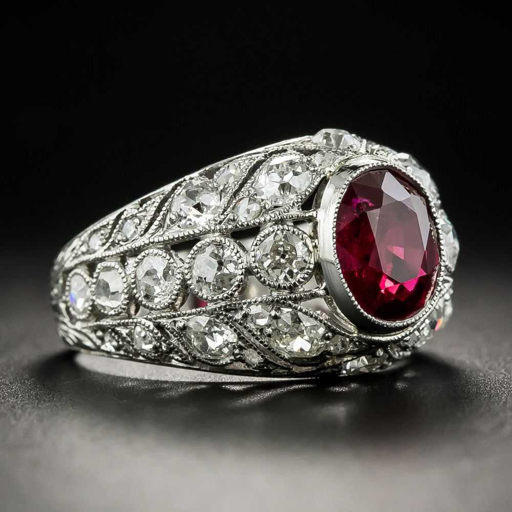 Edwardian 2.07 Carat Ruby and Diamond Ring - Moza… - image 2