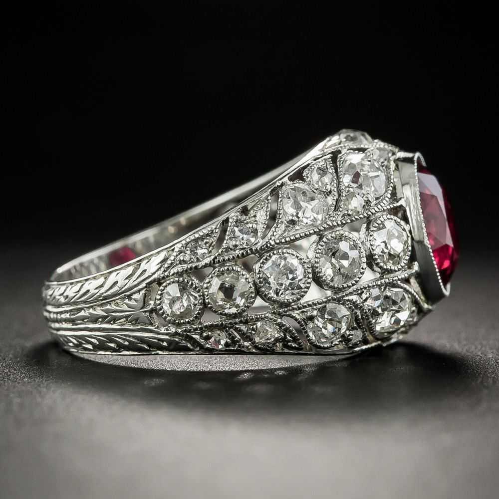 Edwardian 2.07 Carat Ruby and Diamond Ring - Moza… - image 3