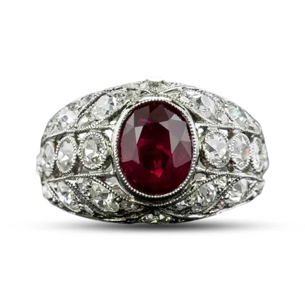 Edwardian 2.07 Carat Ruby and Diamond Ring - Moza… - image 6