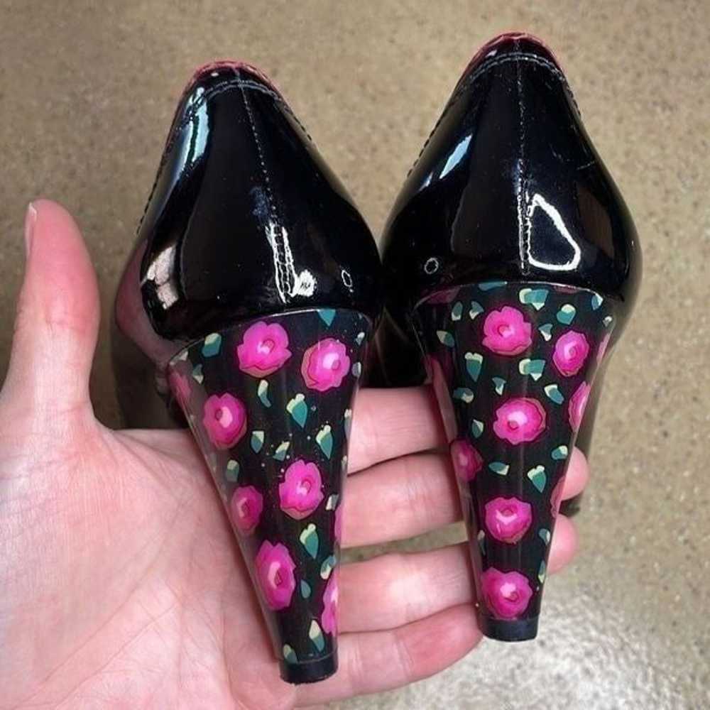 Kenzo Rockabilly Patent Leather Floral Print Cone… - image 6