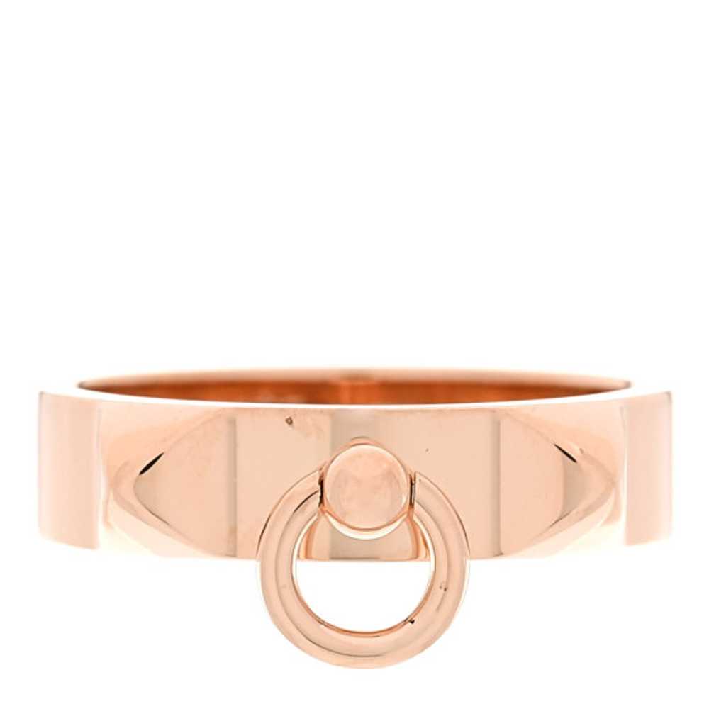 HERMES 18K Rose Gold PM Collier De Chien Ring 56 … - image 1