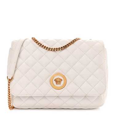 VERSACE Nappa Quilted La Medusa Chain Crossbody Wh