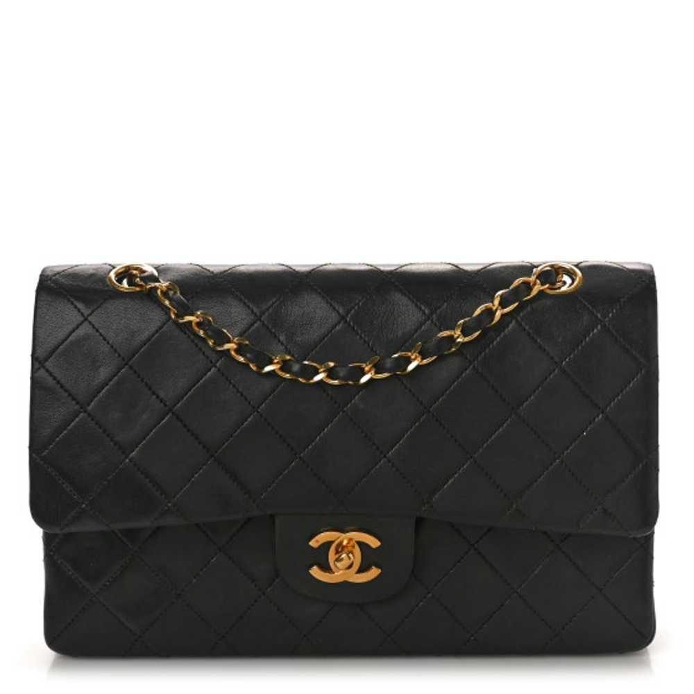 CHANEL Lambskin Quilted Medium Double Flap Black - image 1