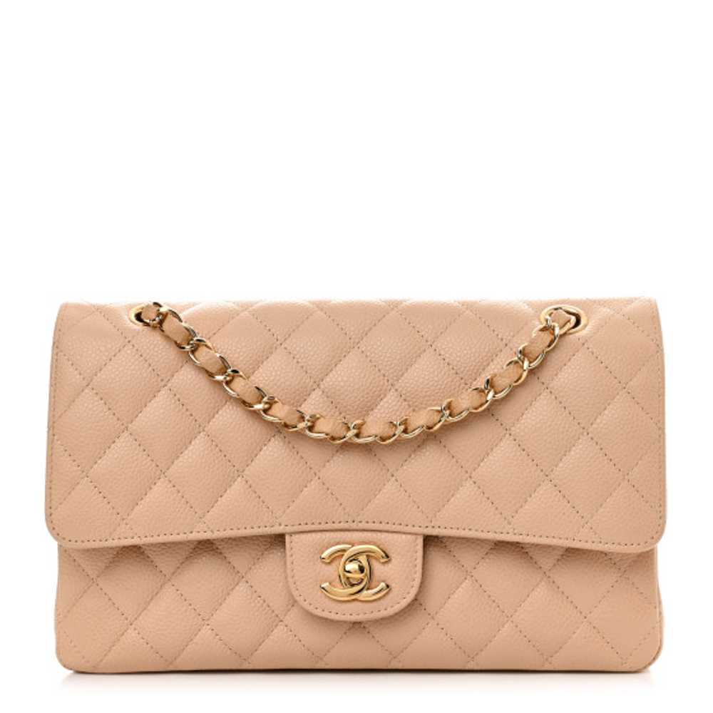 CHANEL Caviar Quilted Medium Double Flap Beige - image 1