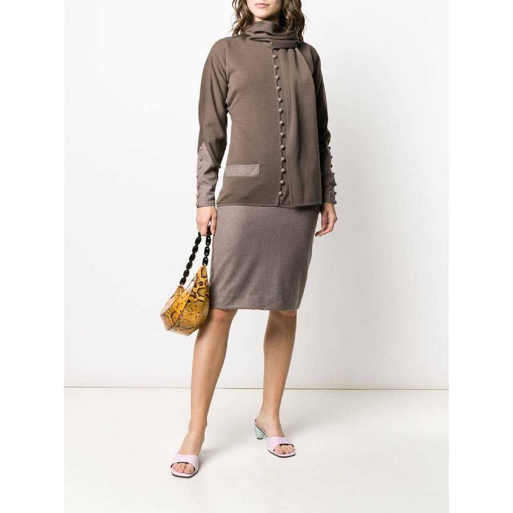 Jean-Louis Scherrer Brown Wool Dress - '90s - image 2