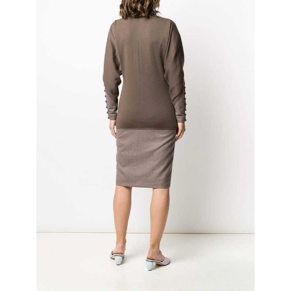 Jean-Louis Scherrer Brown Wool Dress - '90s - image 3