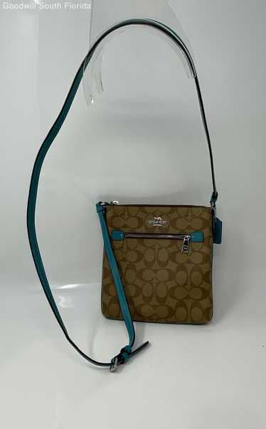 Coach Womens Brown Green Monogram Charm Shoulder … - image 1