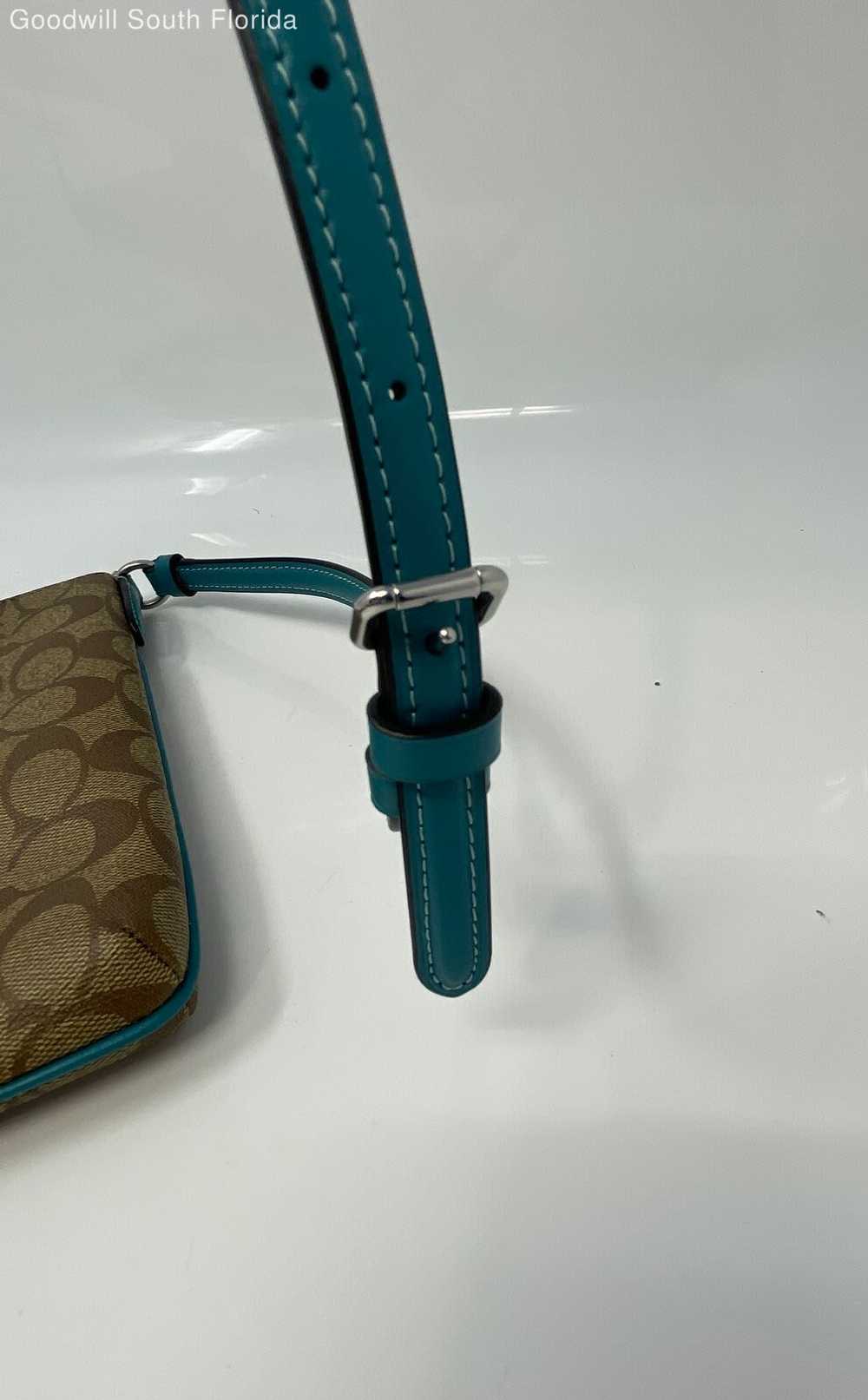 Coach Womens Brown Green Monogram Charm Shoulder … - image 3