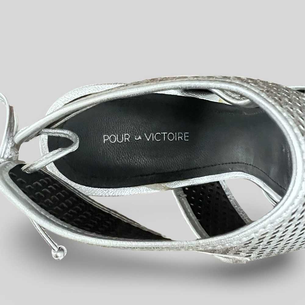 Pour la Victoire Perforated Silver Heels - image 5