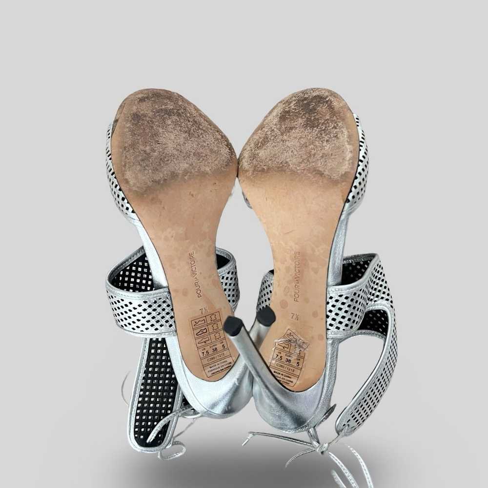 Pour la Victoire Perforated Silver Heels - image 7