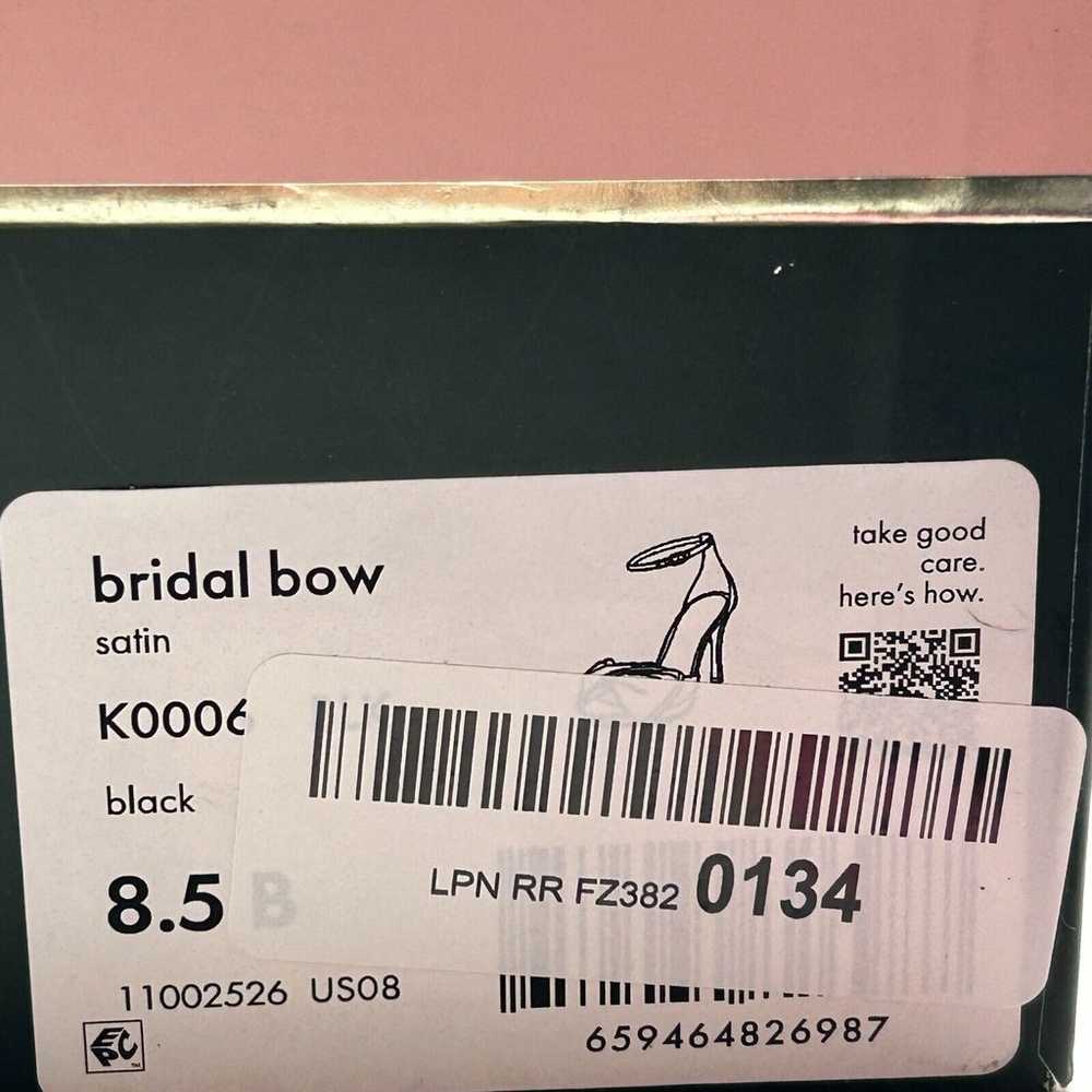 Kate Spade Bridal Bow Satin Ankle Strap Heels Bla… - image 11