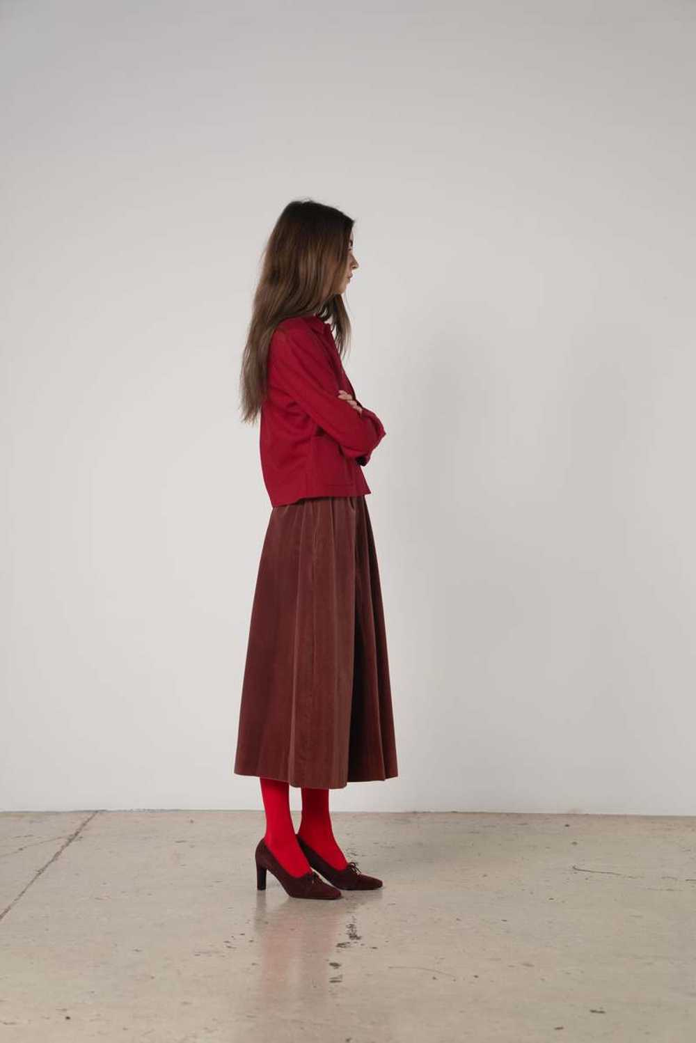 Vintage Velvet Skirt & Beret Set - Red - image 6