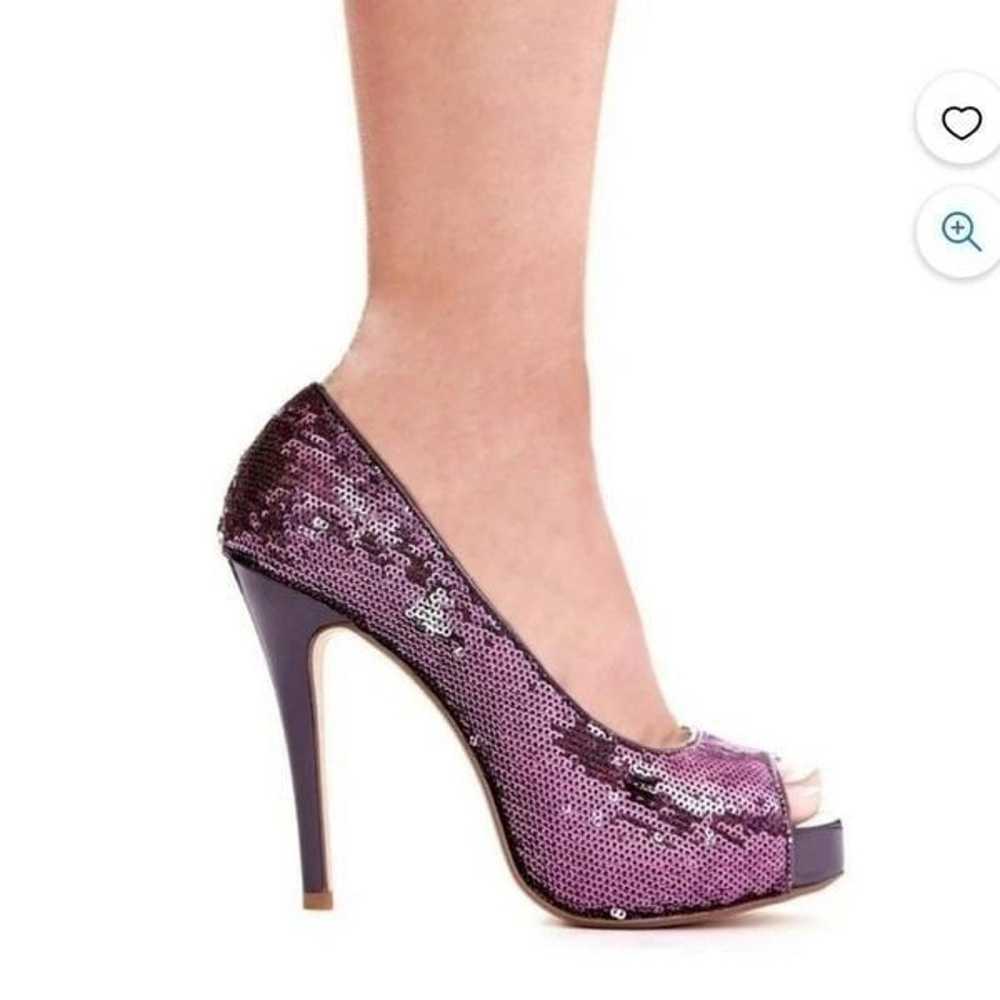 Ellie Purple Sequin Peep-Toe Heels - Size 7 - image 1