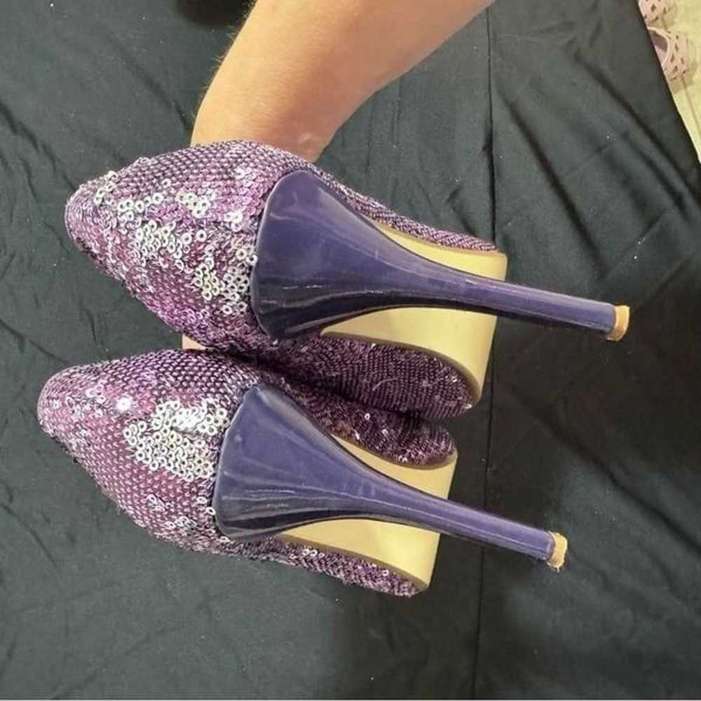 Ellie Purple Sequin Peep-Toe Heels - Size 7 - image 5