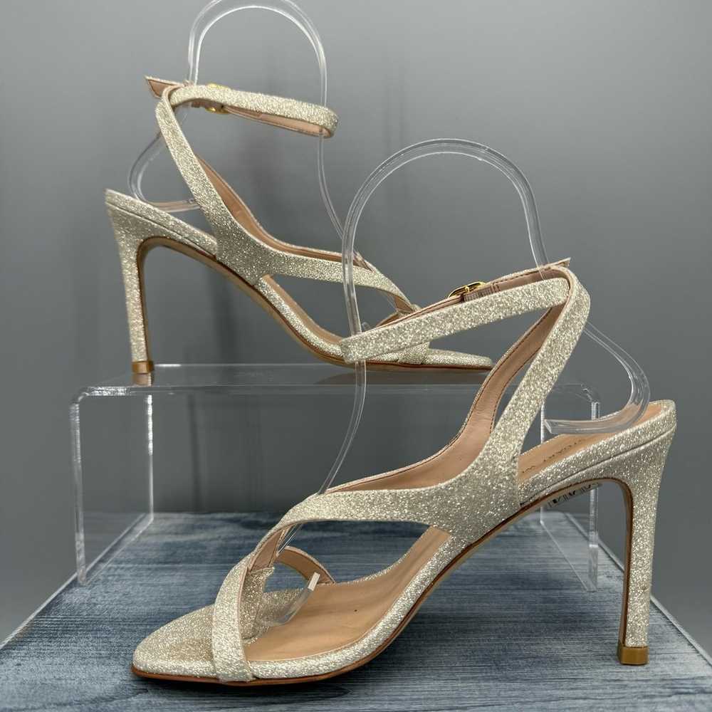 Stuart Weitzman Align 95 Glitter Sandal Gold Size… - image 2