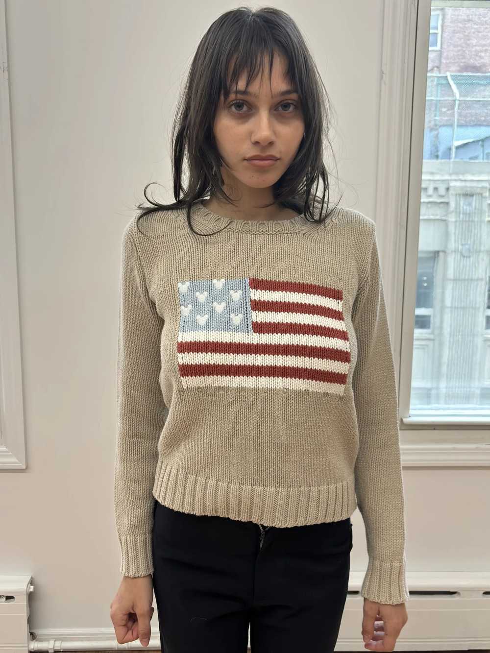 Belgian Brand Knitted Beige Flag Sweater - image 1