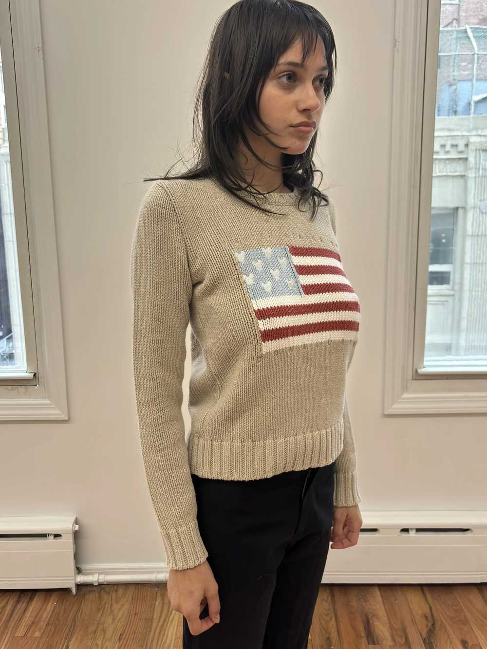 Belgian Brand Knitted Beige Flag Sweater - image 2