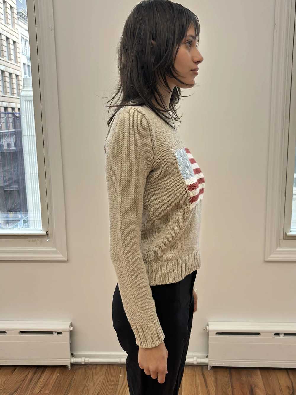 Belgian Brand Knitted Beige Flag Sweater - image 3