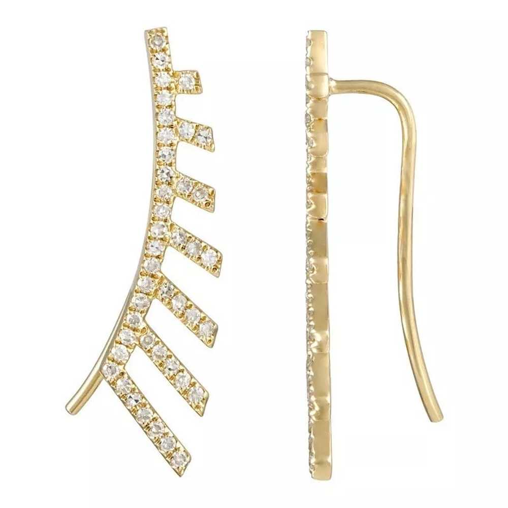 Curved Diamond Lashes Crawler Climber Stud Earrin… - image 1