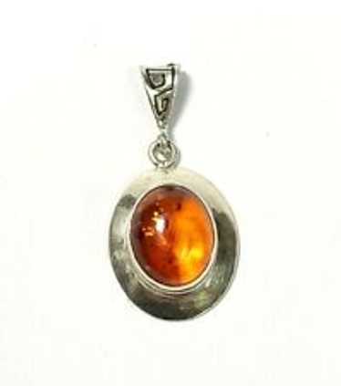 Sterling Silver Simulated Amber Pendant