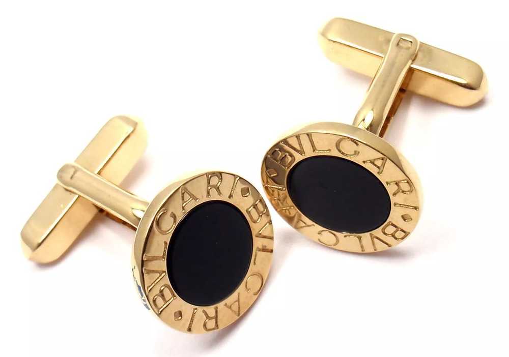 Authentic! Bulgari Bvlgari 18k Yellow Gold Black … - image 3