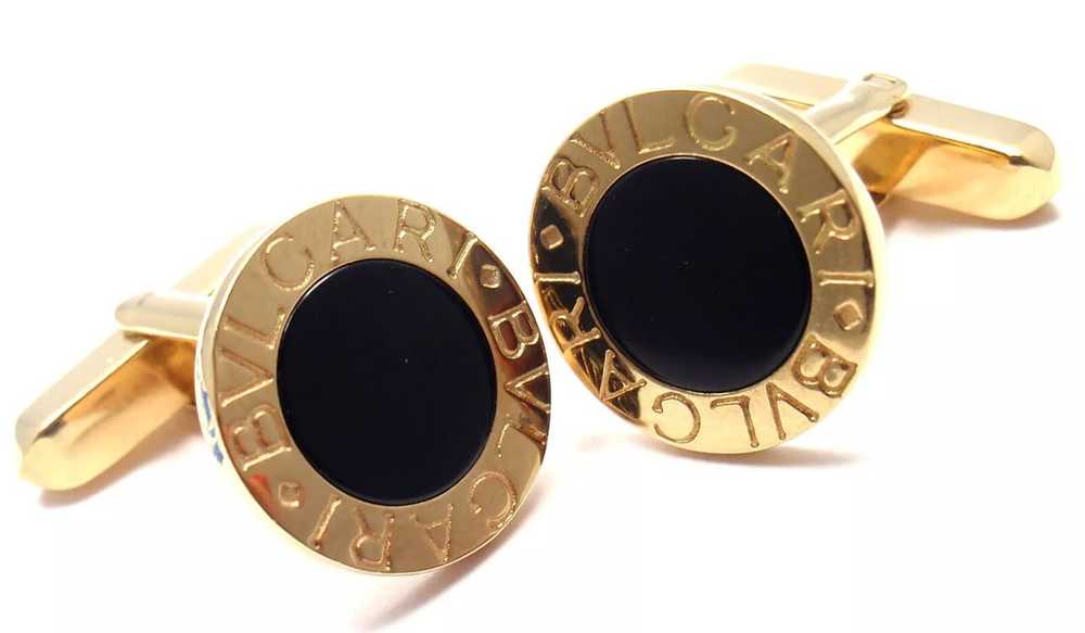 Authentic! Bulgari Bvlgari 18k Yellow Gold Black … - image 4