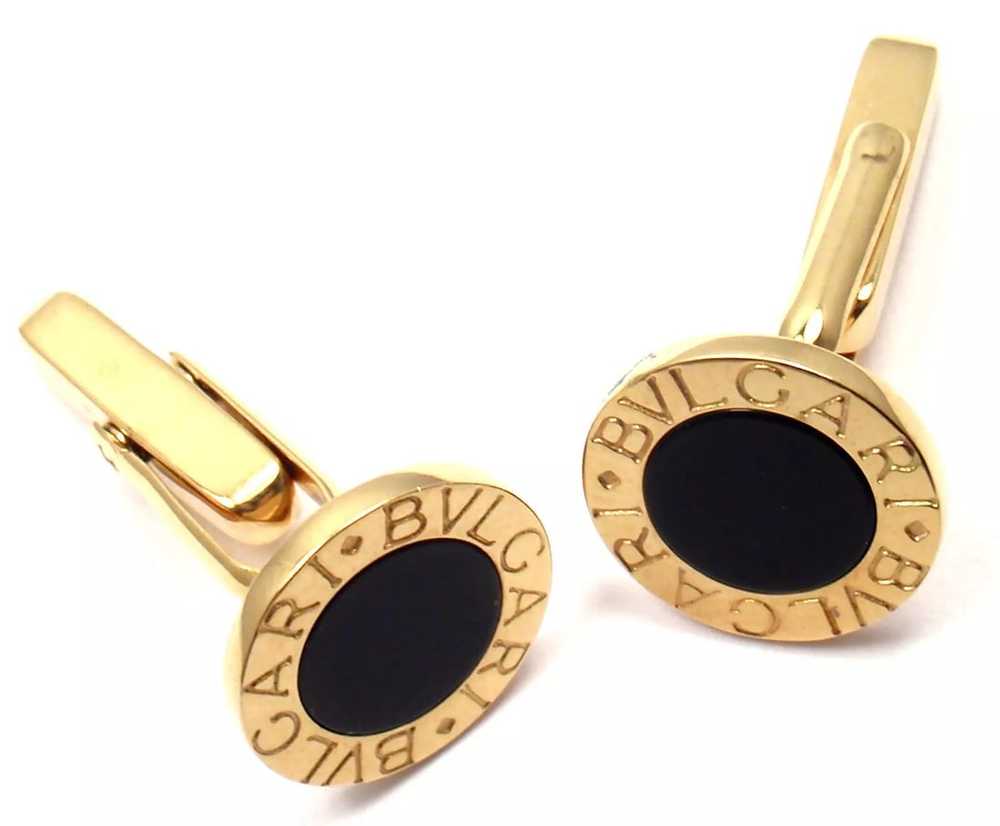 Authentic! Bulgari Bvlgari 18k Yellow Gold Black … - image 5