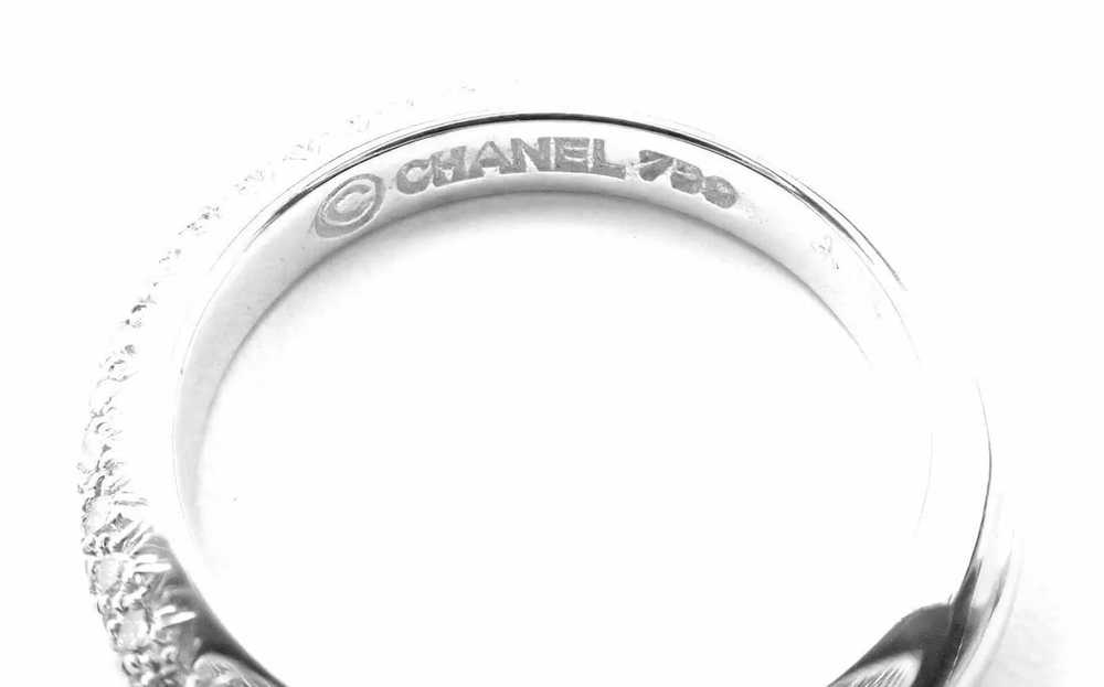 Authentic! Chanel 18k White Gold Diamond Band Ring - image 5