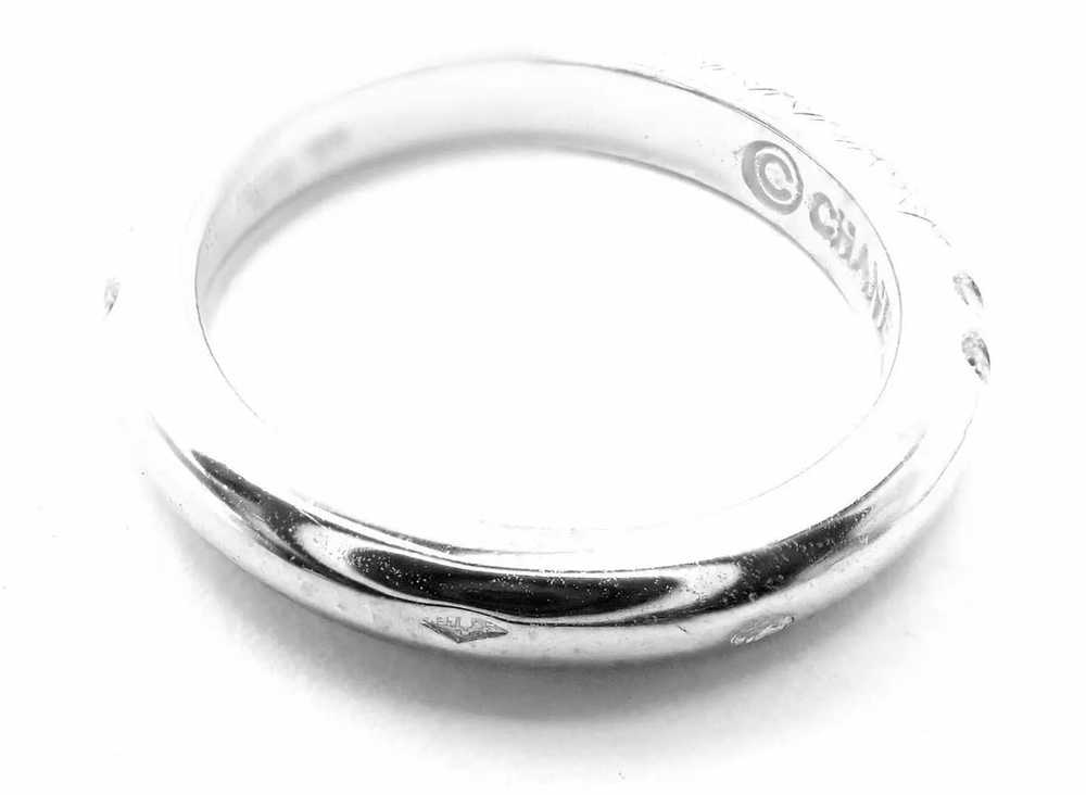 Authentic! Chanel 18k White Gold Diamond Band Ring - image 9