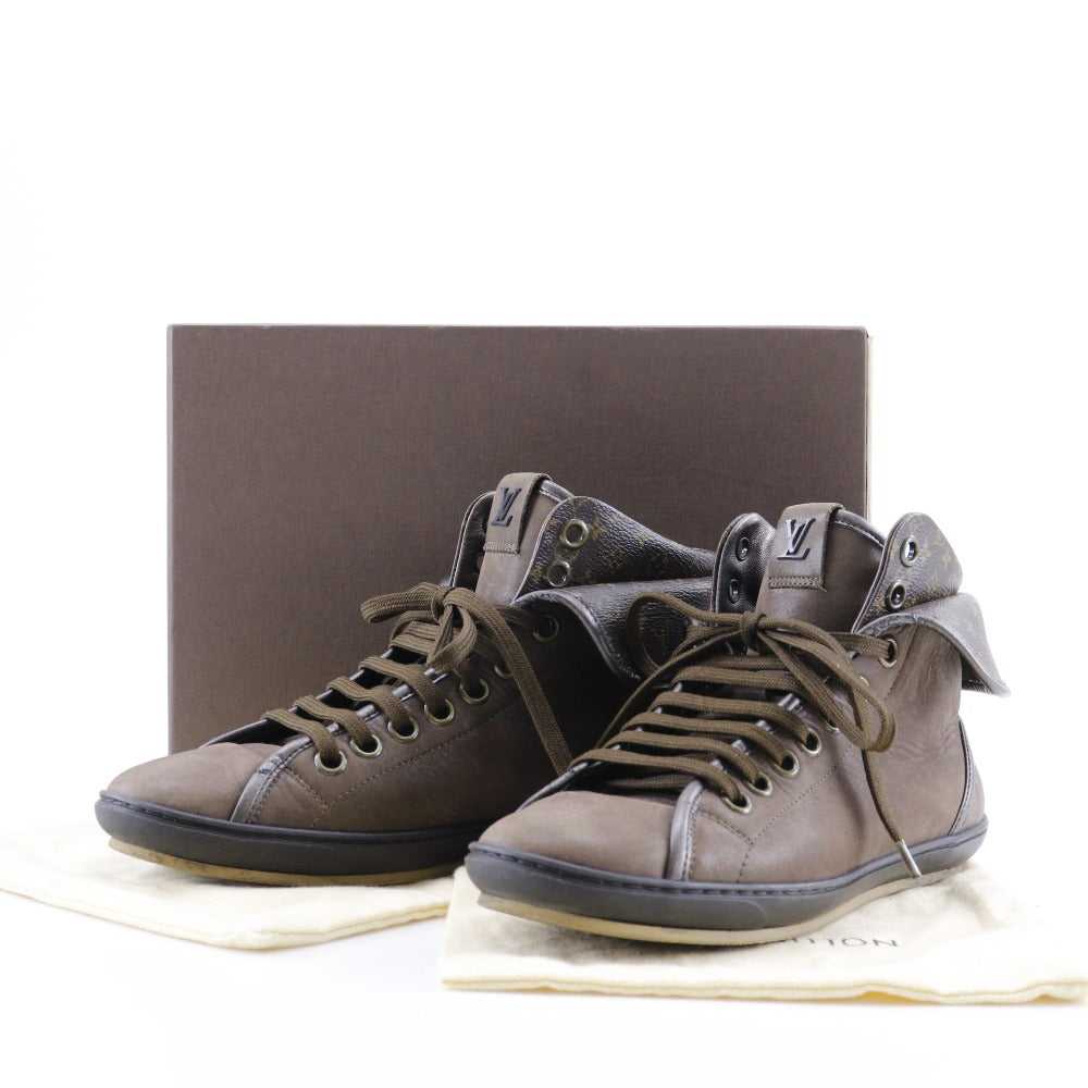 LOUIS VUITTON sneakers leather Brown High cut Bla… - image 10