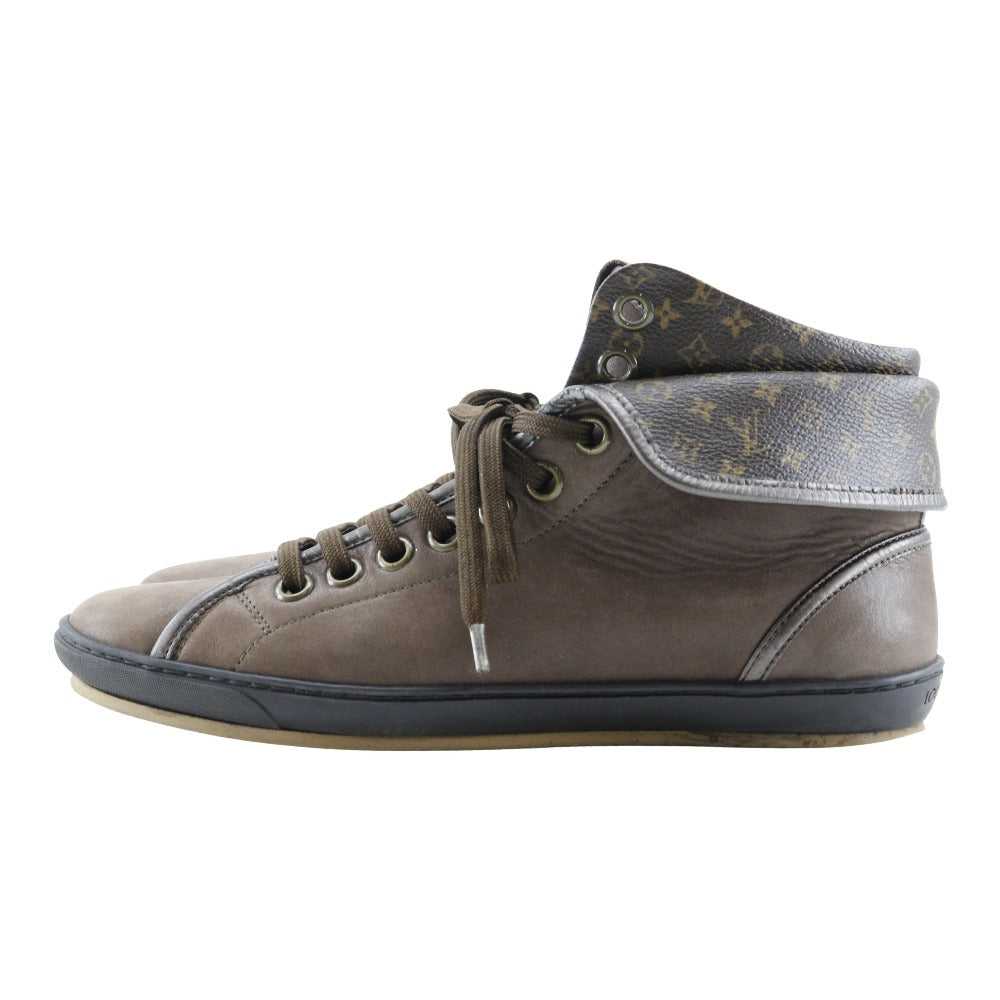 LOUIS VUITTON sneakers leather Brown High cut Bla… - image 2