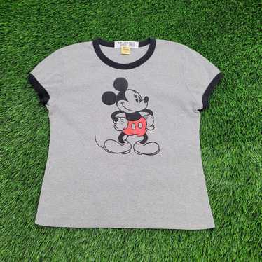 Disney Vintage 90s Mickey-Mouse Ringer Shirt Wome… - image 1