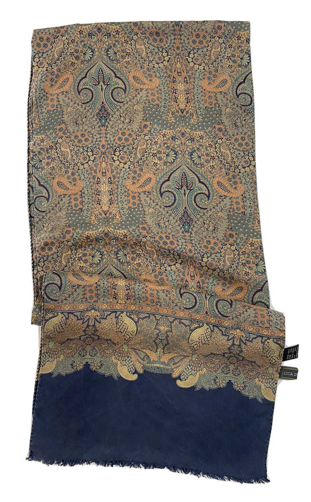 LUCA D'ALTIERI BLUE SCARF 100% SILK PAISLEY 60"/1… - image 1