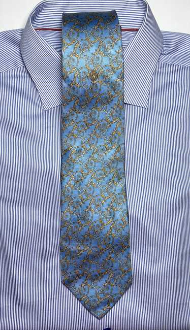 VERSACE BLUE TIE 100% SILK BAROQUE PRINT 60"/3.5" 