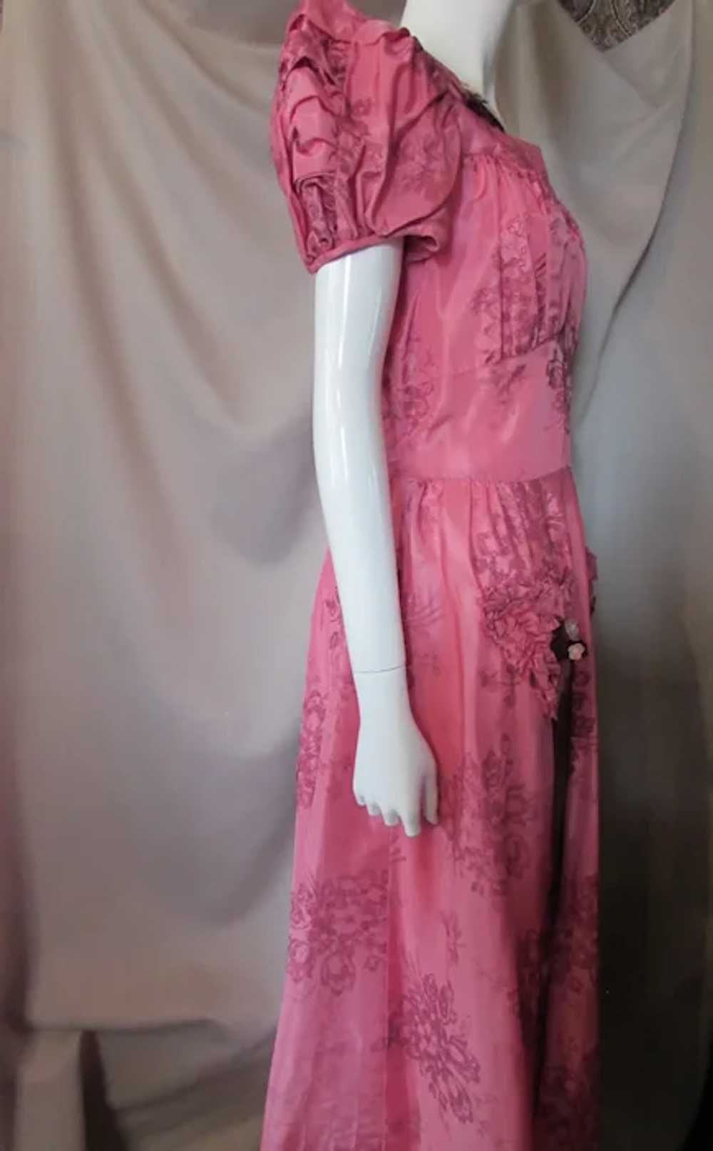 Fantastic 1940 Era Long Dance Dress in Flocked Ra… - image 5