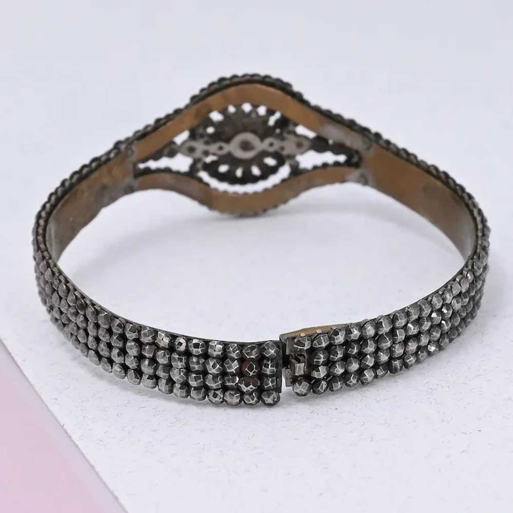 Antique Victorian Cut Steel Bangle Bracelet - image 3