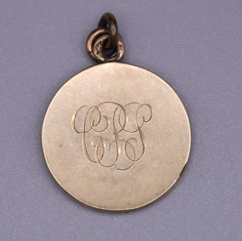 10K Gold FLT Odd Fellows Charm / Fob with Monogram - image 2