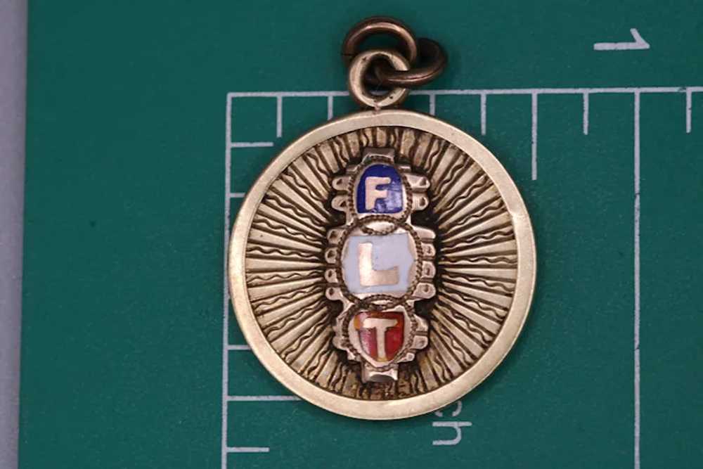 10K Gold FLT Odd Fellows Charm / Fob with Monogram - image 4