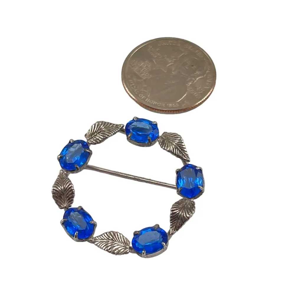 WRE Vintage Circle Sterling Silver & Blue Rhinest… - image 3